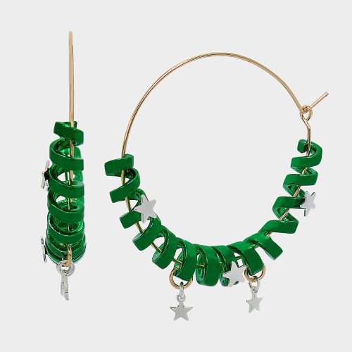 BETSEYS HOLIDAY COIL HOOP EARRINGS GREEN - JEWELRY - Betsey Johnson