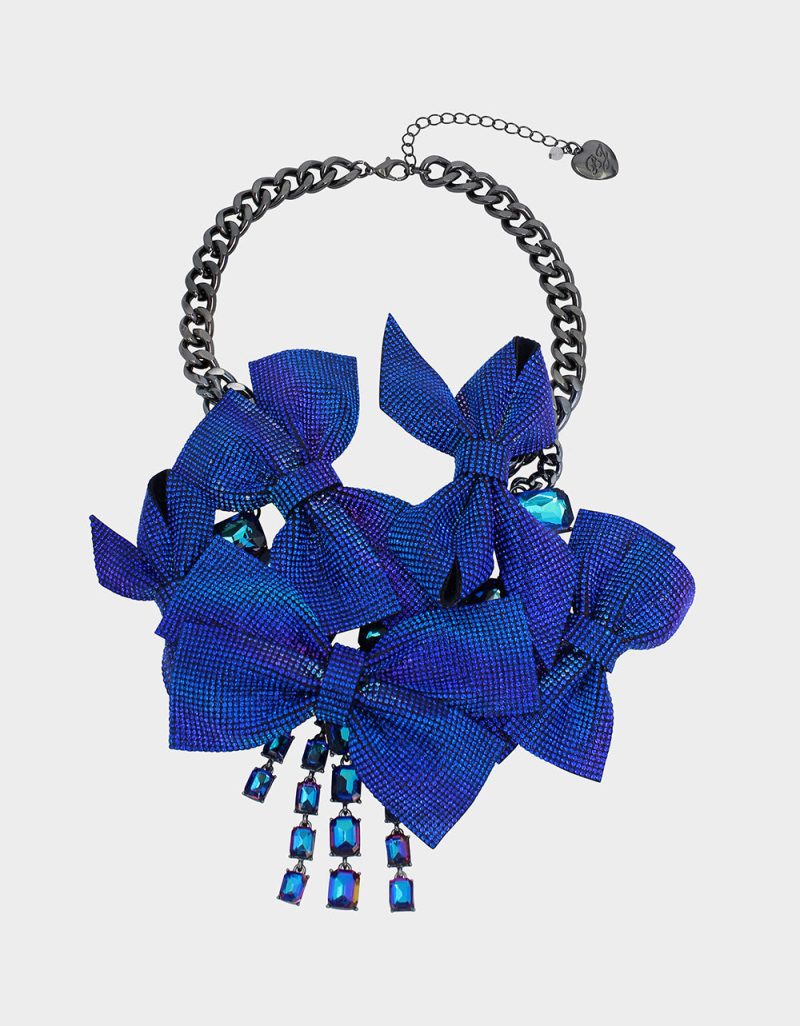 RECOLOR BOWS PAVE BOW BIB BLUE - JEWELRY - Betsey Johnson