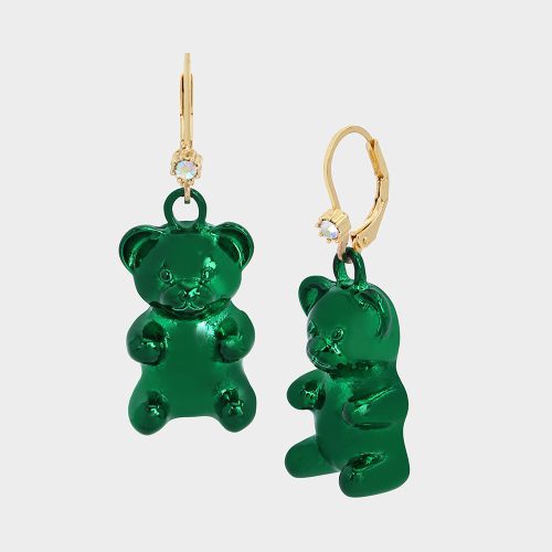 SUGAR RUSH BEAR HOOK EARRINGS GREEN - JEWELRY - Betsey Johnson