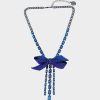 RECOLOR BOWS PAVE BOW Y NECKLACE BLUE - JEWELRY - Betsey Johnson