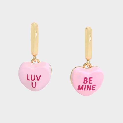 THINK PINK SWEETHEART HUGGIE EARRINGS PINK - JEWELRY - Betsey Johnson