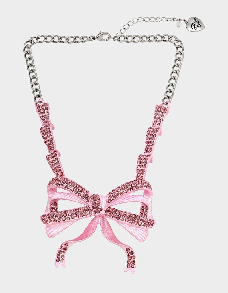 PINK BOWS BOW PENDANT PINK - JEWELRY - Betsey Johnson