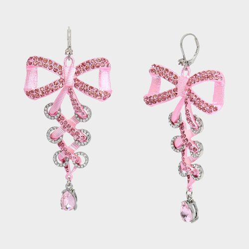 PINK BOWS CORSET CHANDELIER EARRINGS PINK - JEWELRY - Betsey Johnson