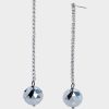 MIDNIGHT MAGIC DISCO LINEAR EARRINGS SILVER - JEWELRY - Betsey Johnson