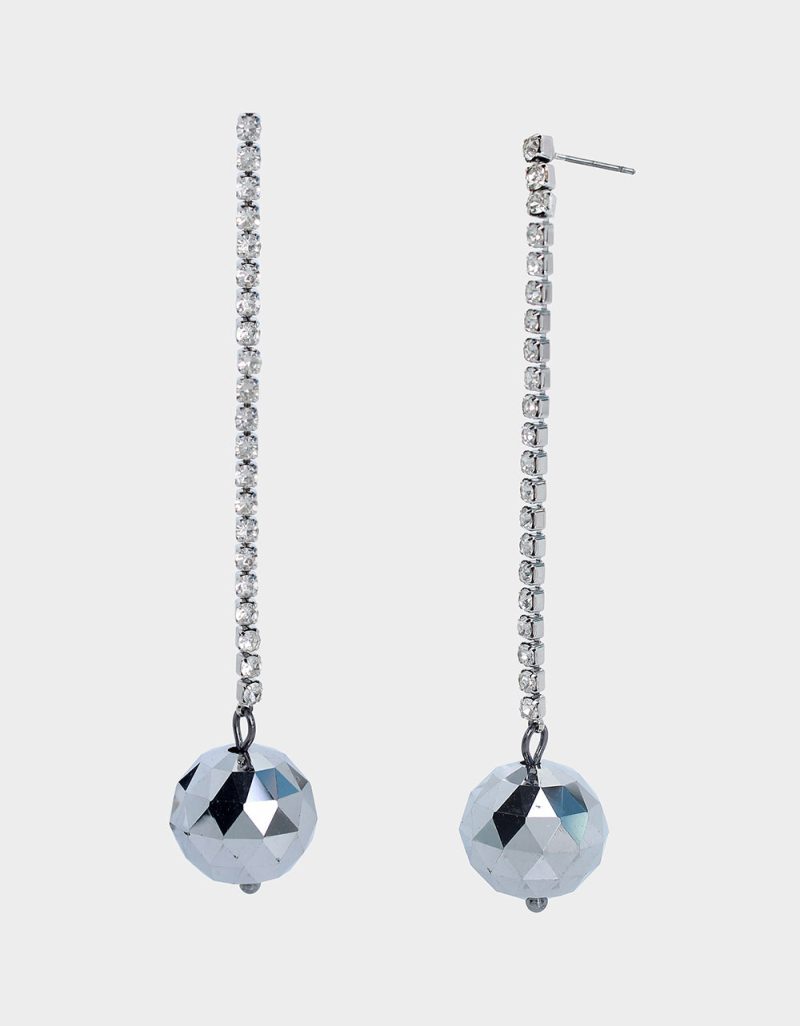 MIDNIGHT MAGIC DISCO LINEAR EARRINGS SILVER - JEWELRY - Betsey Johnson