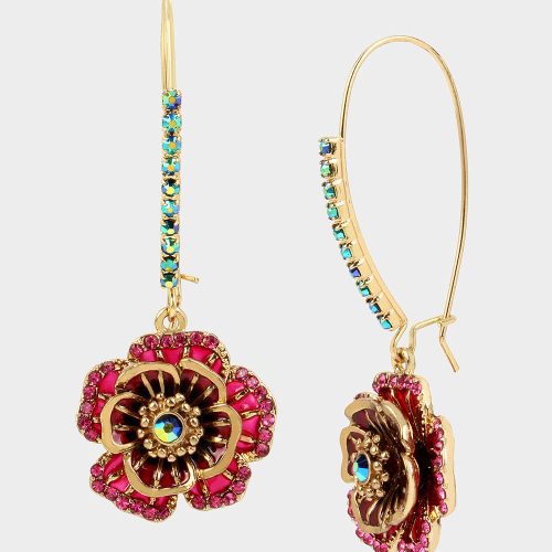 BETSEYS FLOWER HOOK EARRINGS MULTI - JEWELRY - Betsey Johnson