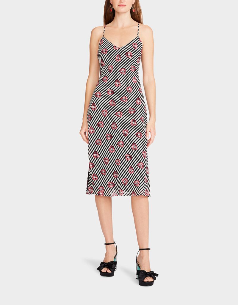 LIP SLIP DRESS BLACK WHITE - APPAREL - Betsey Johnson