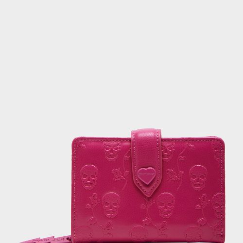 SKULLS & ROSES WALLET HOT PINK - HANDBAGS - Betsey Johnson