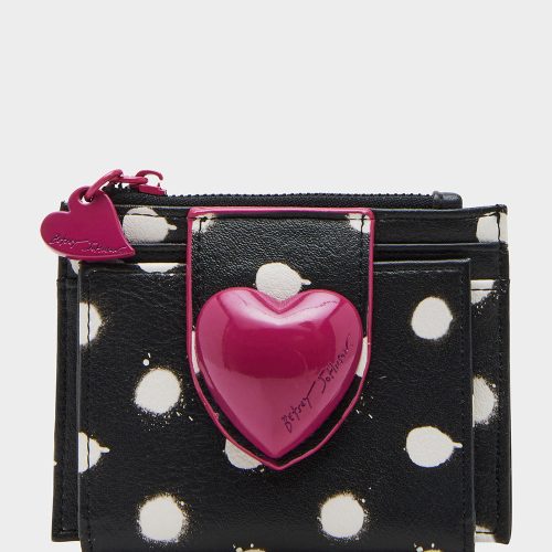 HEART BIFOLD WALLET BLACK PINK - HANDBAGS - Betsey Johnson