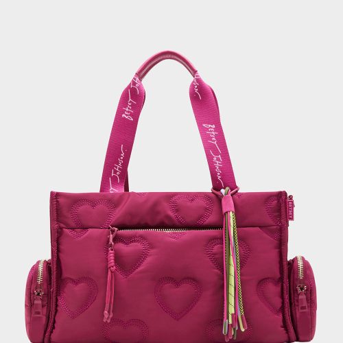 BUNGEE NYLON SATCHEL PINK - HANDBAGS - Betsey Johnson