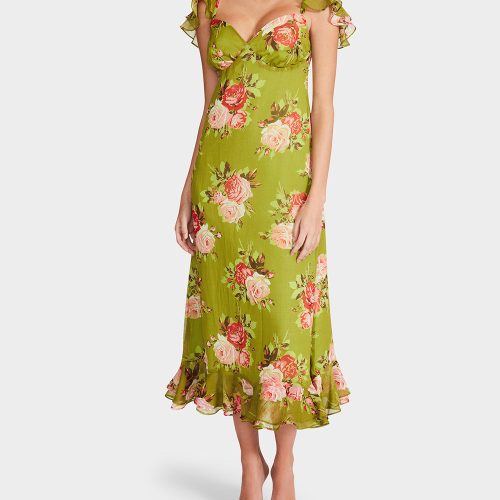 BOUQUET BOUNTY MIDI DRESS GREEN - APPAREL - Betsey Johnson