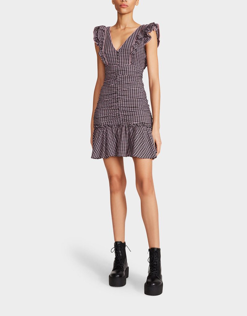 MAD ABOUT PLAID MINI DRESS PINK - APPAREL - Betsey Johnson