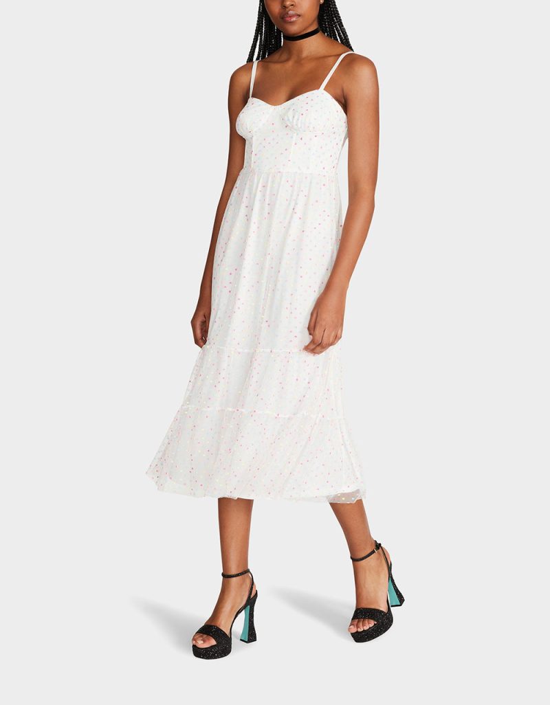 GARDEN VIBES CORSET MIDI DRESS WHITE MULTI - APPAREL - Betsey Johnson