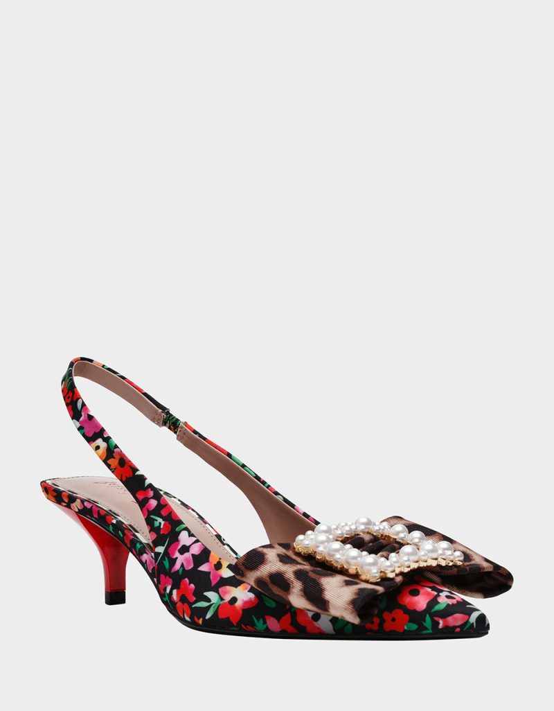 BETSEY JOHNSON SHOES BIRDY BLACK DITSY FLORA BDL