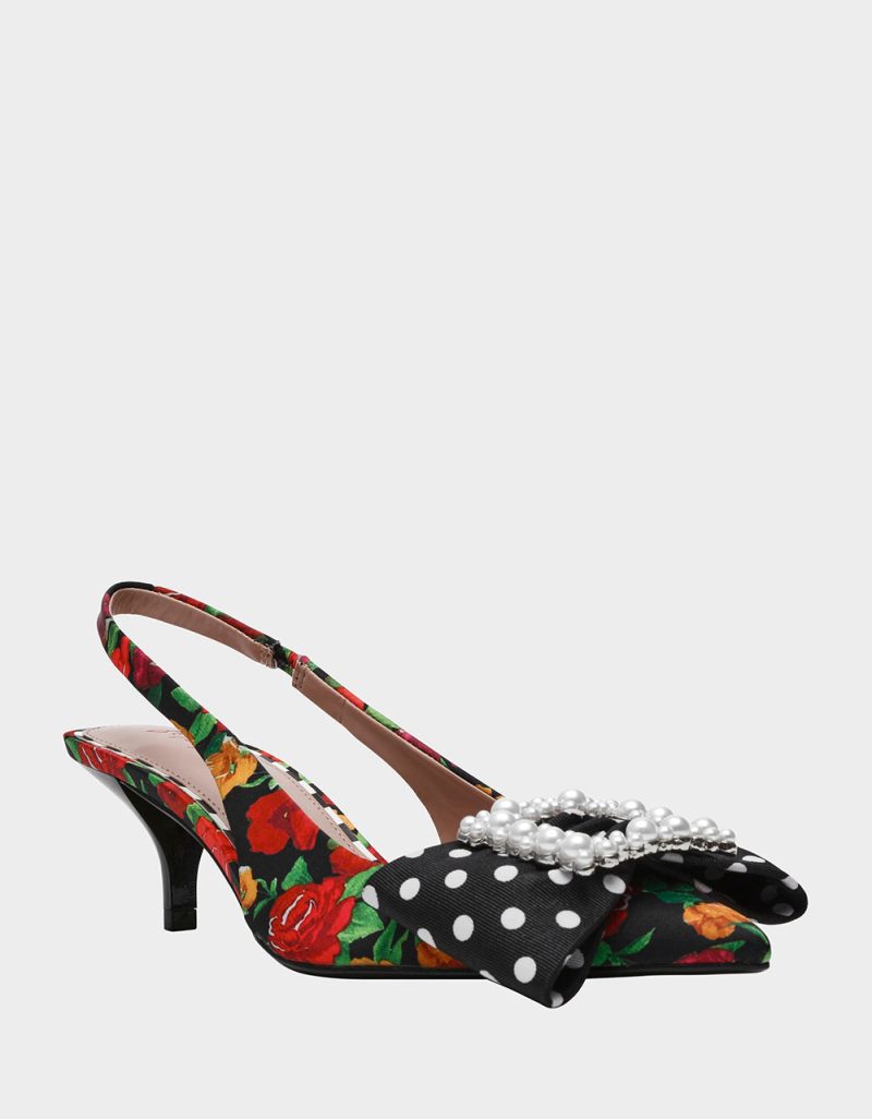 BETSEY JOHNSON SHOES BIRDY BLACK ROSE MULTI