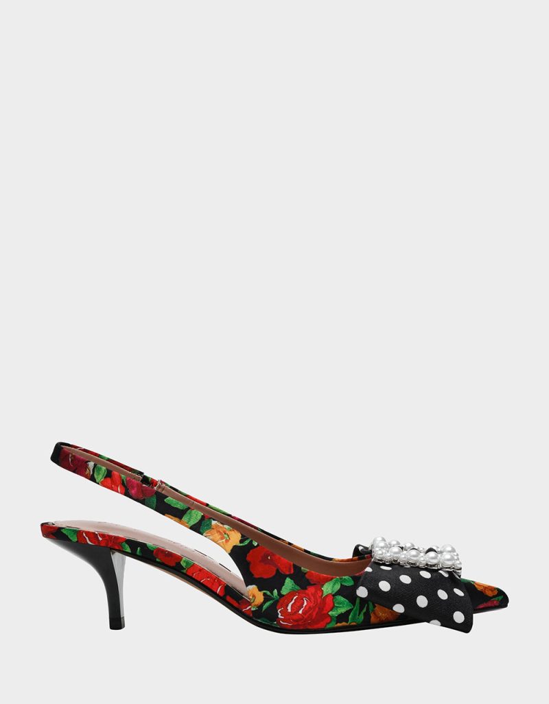 BETSEY JOHNSON SHOES BIRDY BLACK ROSE MULTI SIDE