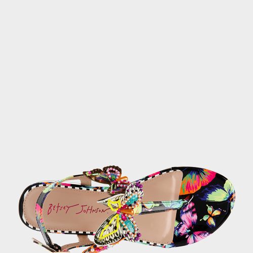 BETSEY JOHNSON SHOES DACIE BLACK BUTTERFLY TOP