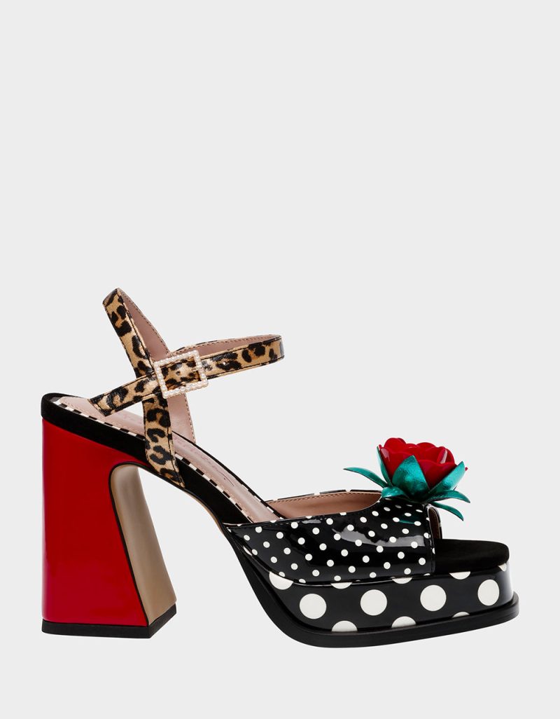 BETSEY JOHNSON SHOES DILAN BLACK MULTI SIDE