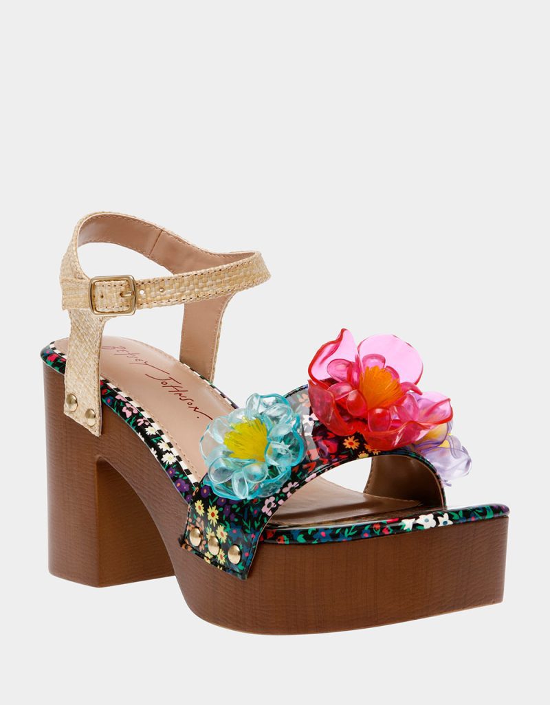 BETSEY JOHNSON SHOES ELAYNE BLACK MULTI