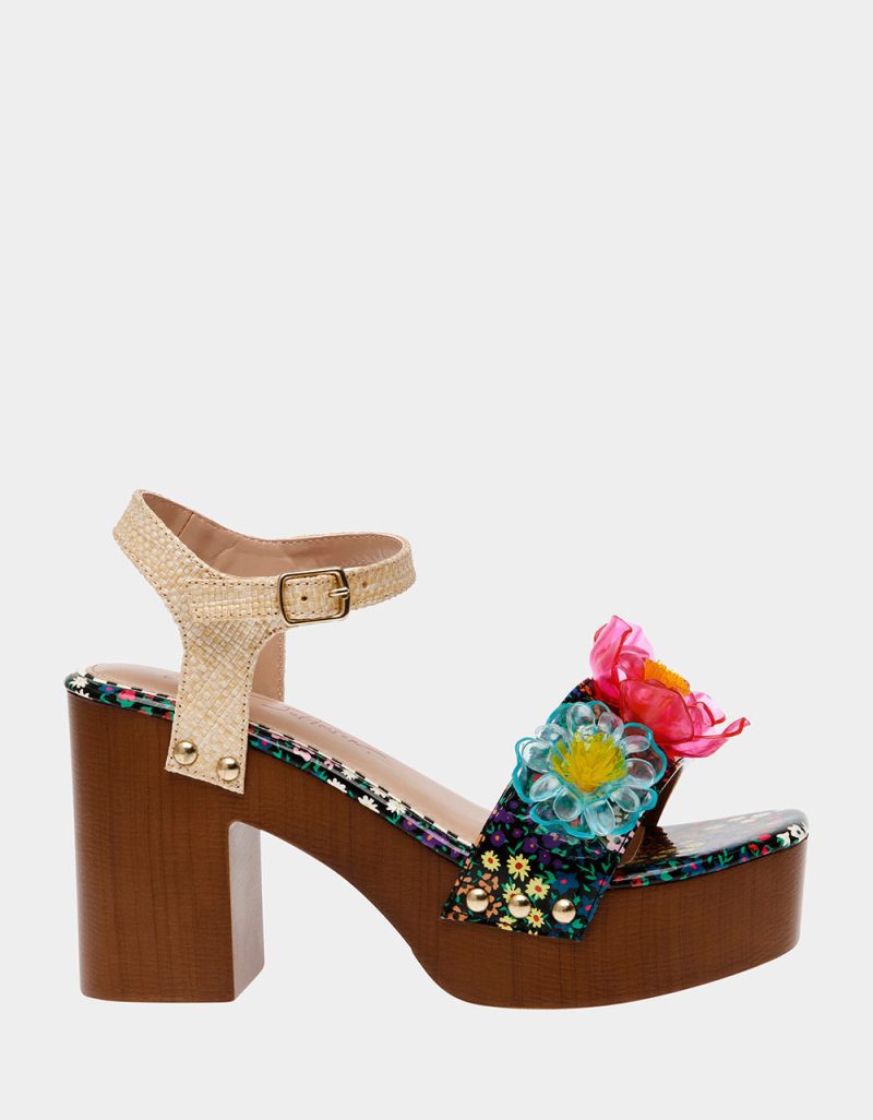 BETSEY JOHNSON SHOES ELAYNE BLACK MULTI SIDE