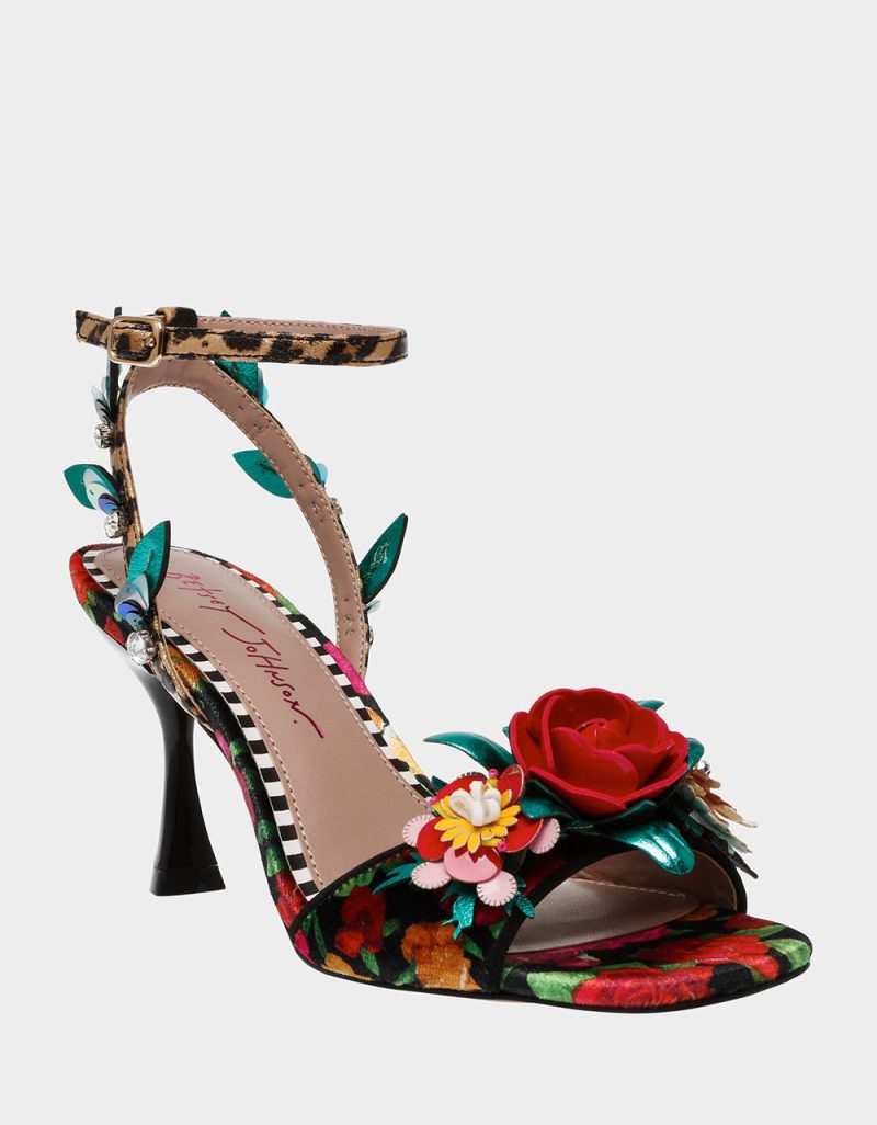 BETSEY JOHNSON SHOES KARRA BLACK ROSE MULTI