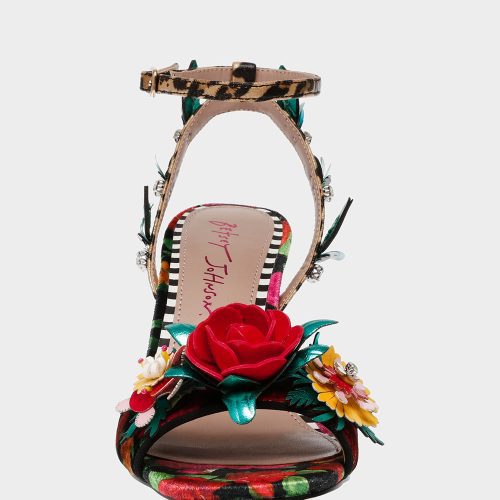 BETSEY JOHNSON SHOES KARRA BLACK ROSE MULTI FRONT