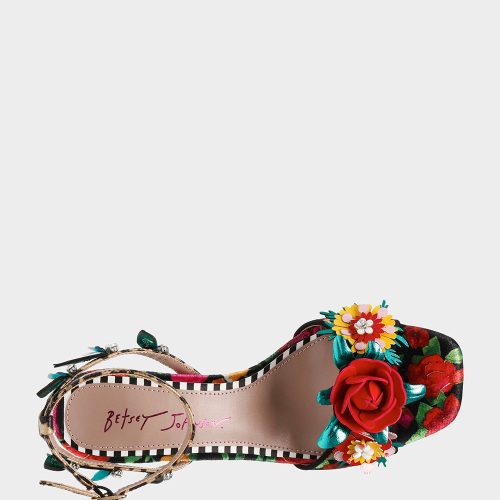 BETSEY JOHNSON SHOES KARRA BLACK ROSE MULTI TOP