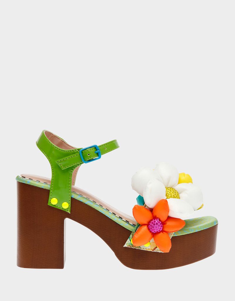 BETSEY JOHNSON SHOES KINSLEE GREEN MULTI SIDE