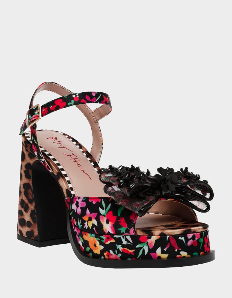 BETSEY JOHNSON SHOES LILIE BLACK DITSY FLORAL