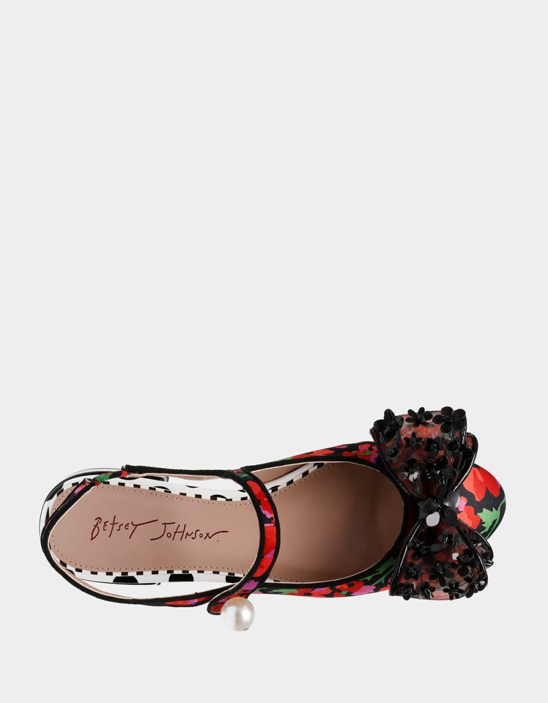 BETSEY JOHNSON SHOES LIVY BLACK POPPY TOP