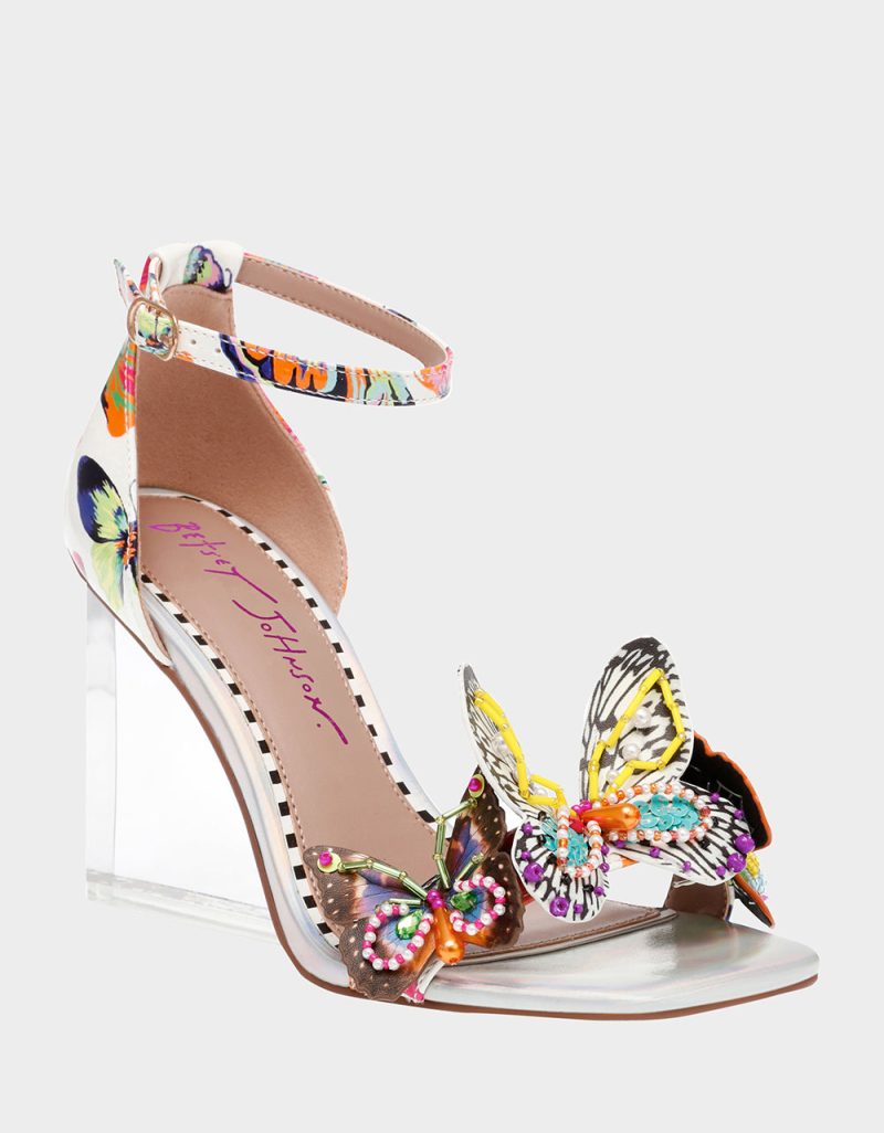 BETSEY JOHNSON SHOES MARLOE WHITE BUTTERFLY