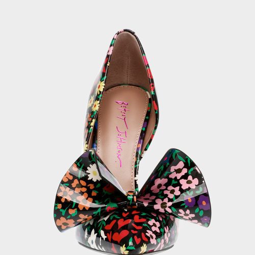 BETSEY JOHNSON SHOES NOBBLE P BLACK DITZY MULTI FRONT