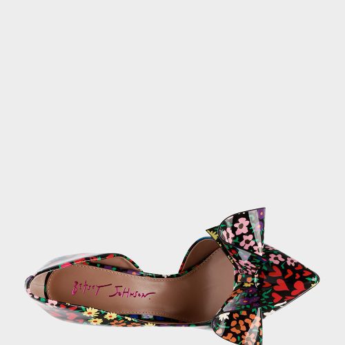 BETSEY JOHNSON SHOES NOBBLE P BLACK DITZY MULTI TOP