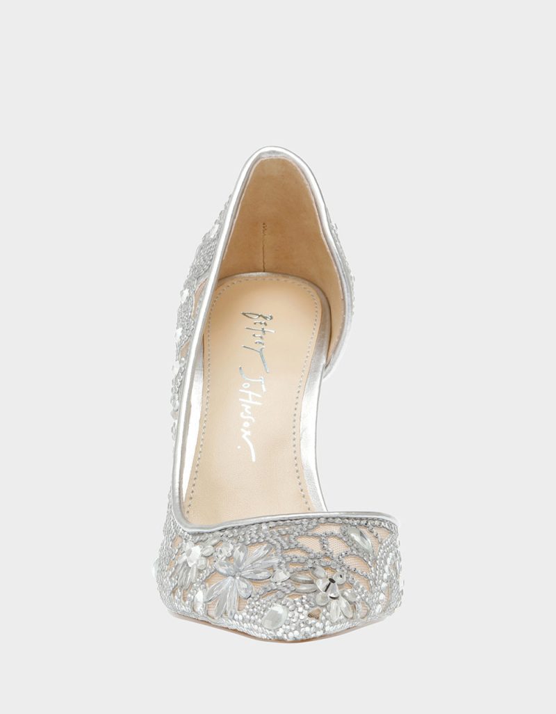 BETSEY JOHNSON SHOES SB CHIC SILVER FRONT