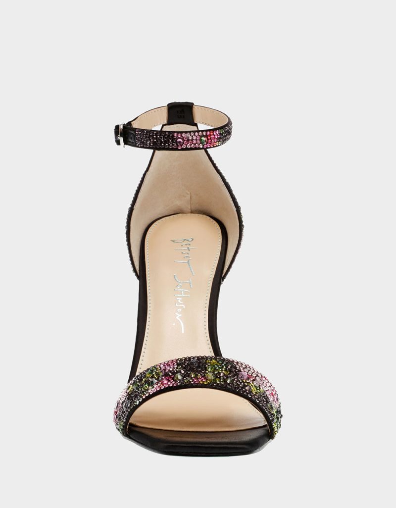 BETSEY JOHNSON SHOES SB DANI FLORALS BLACK FRONT