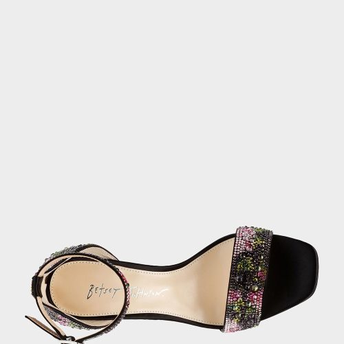 BETSEY JOHNSON SHOES SB DANI FLORALS BLACK TOP