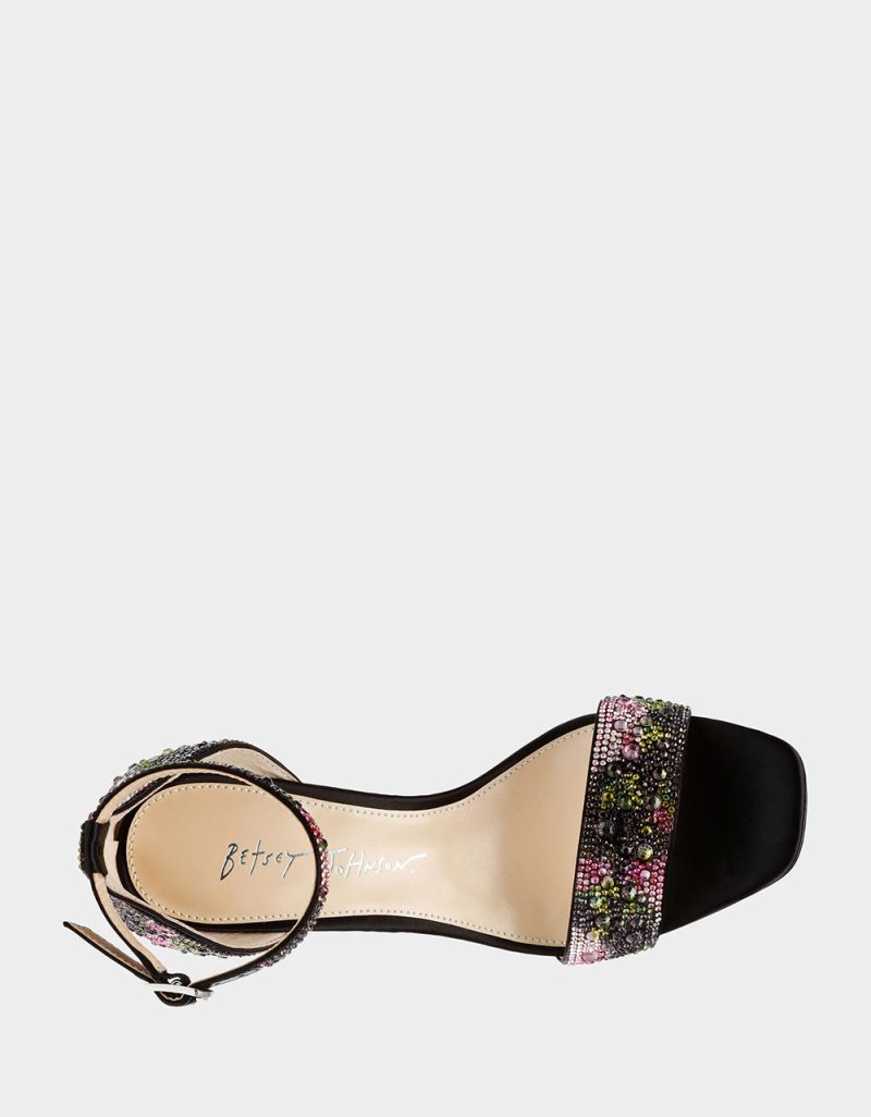 BETSEY JOHNSON SHOES SB DANI FLORALS BLACK TOP