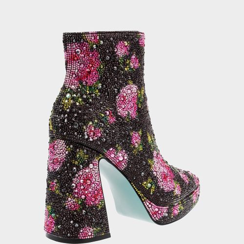 BETSEY JOHNSON SHOES SB DELLA BLACK FLORAL ALT1