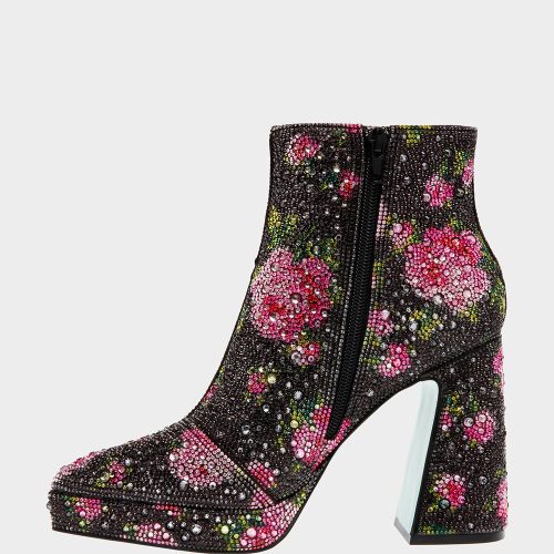 BETSEY JOHNSON SHOES SB DELLA BLACK FLORAL INSIDE