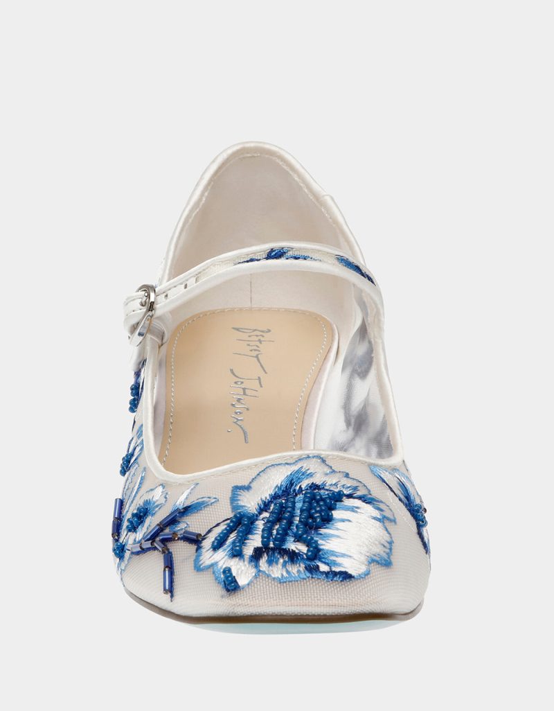 BETSEY JOHNSON SHOES SB EZRA BLUE FLORAL FRONT