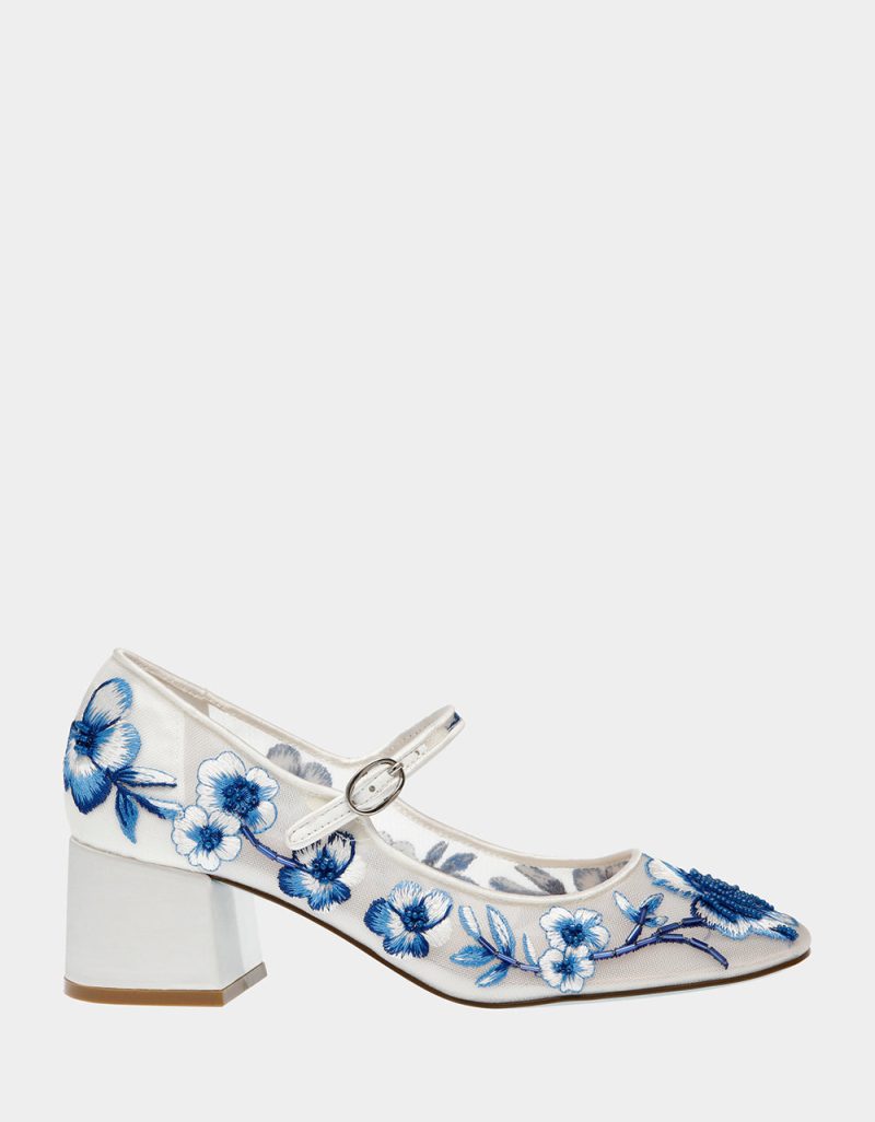 BETSEY JOHNSON SHOES SB EZRA BLUE FLORAL SIDE