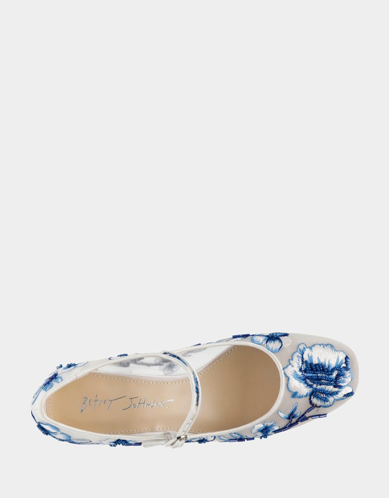 BETSEY JOHNSON SHOES SB EZRA BLUE FLORAL TOP