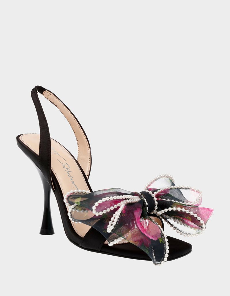 BETSEY JOHNSON SHOES SB FAWN BLACK FLORAL BLACK