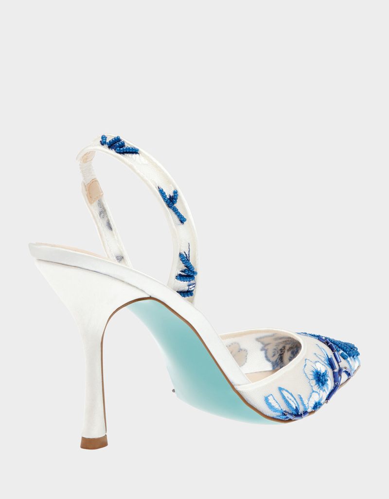 BETSEY JOHNSON SHOES SB PATCH IVORY BLUE FLORAL ALT1