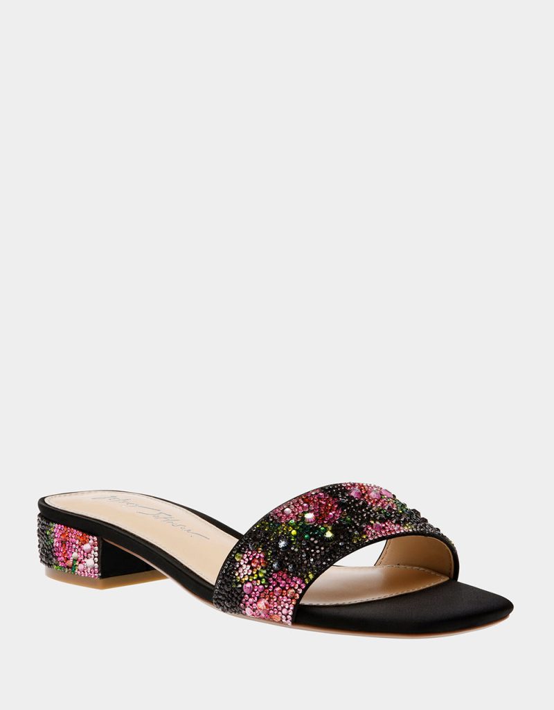 BETSEY JOHNSON SHOES SB SUNNY BLACK PINK FLORAL