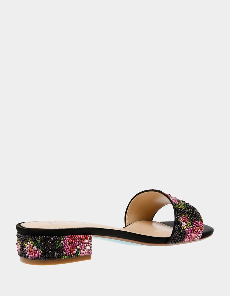 BETSEY JOHNSON SHOES SB SUNNY BLACK PINK FLORAL ALT1