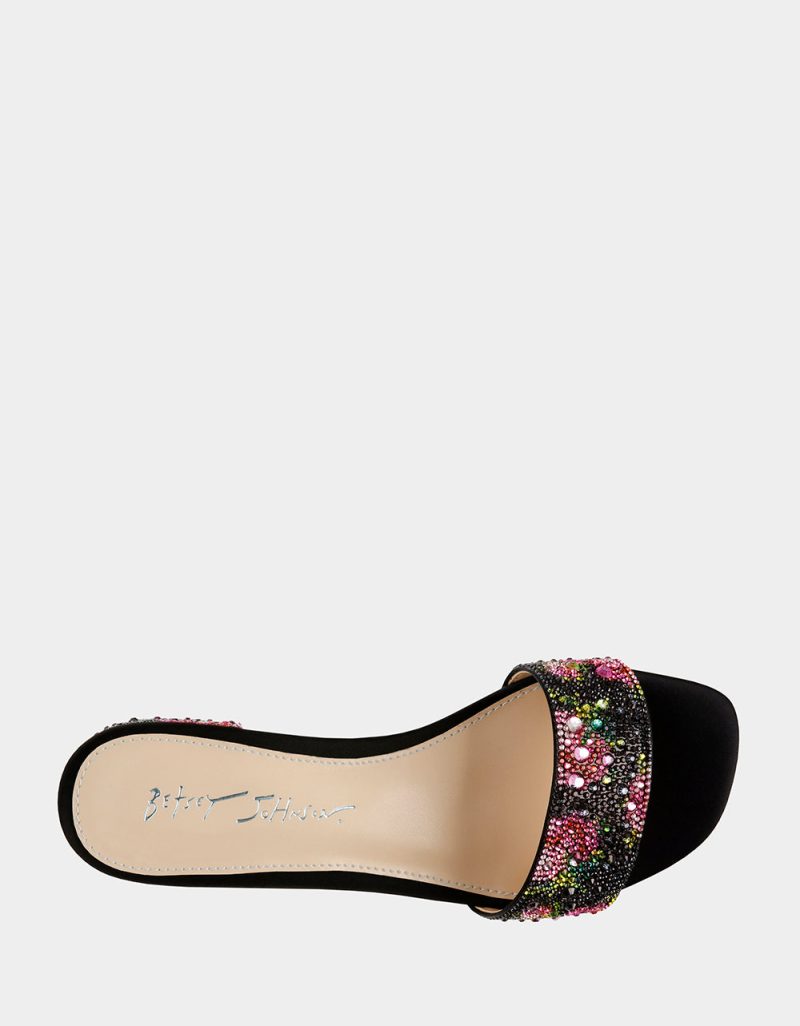 BETSEY JOHNSON SHOES SB SUNNY BLACK PINK FLORAL TOP