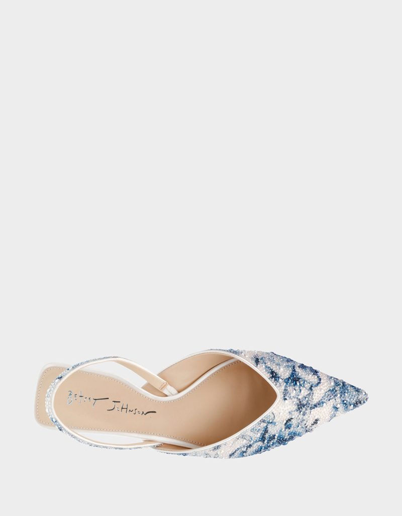 BETSEY JOHNSON SHOES SB VANCE BLUE WHITE FLORAL TOP