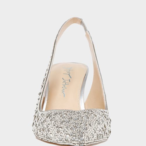 BETSEYJOHNSON SANDALS SB CLARK SILVER CRYSTAL FRONT