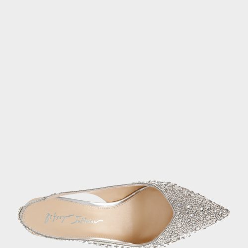 BETSEYJOHNSON SANDALS SB CLARK SILVER CRYSTAL TOP